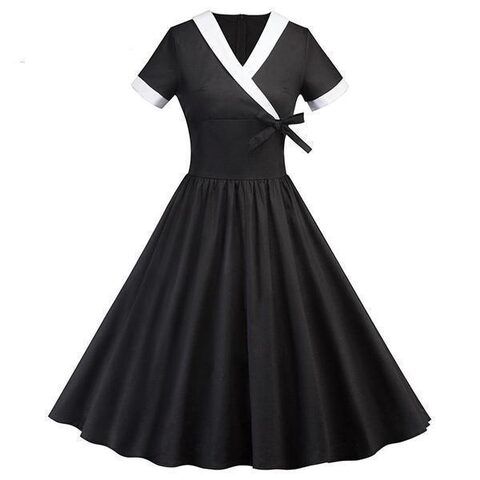 Bowknot V-Neck Women's Gothic Dress - The Black Ravens
