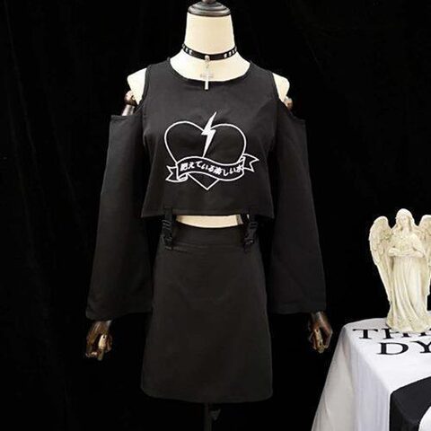 Buckled Struck Heart Top and Skirt Set - The Black Ravens