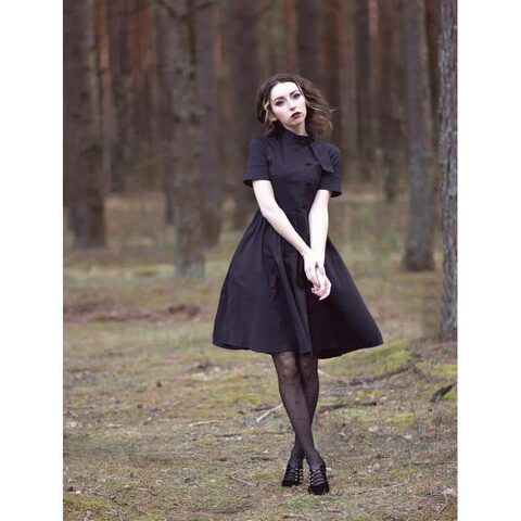 Buttoned Collar Women's Vintage Dress - The Black Ravens
