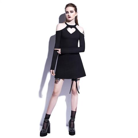 Casual Black Heart-Shaped A Line Mini Dresses - The Black Ravens