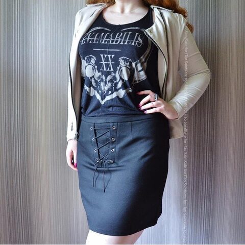 Casual Black Lace-Up Pencil Skirt - The Black Ravens