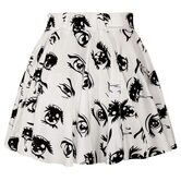 Casual White Eye Pastel Goth Mini Skirt - The Black Ravens