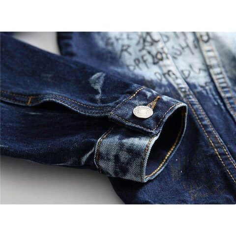 Cloudy American Style Blue Biker Men's Denim Jacket - The Black Ravens