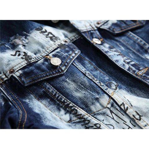 Cloudy American Style Blue Biker Men's Denim Jacket - The Black Ravens