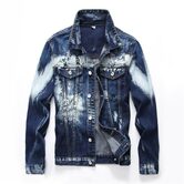 Cloudy American Style Blue Biker Men's Denim Jacket - The Black Ravens