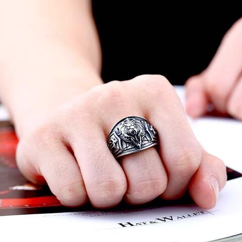 Cool Biker Stainless Steel 3D Lion Ring - The Black Ravens