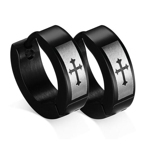 Cool Dark Studs With Crosses For Men - The Black Ravens