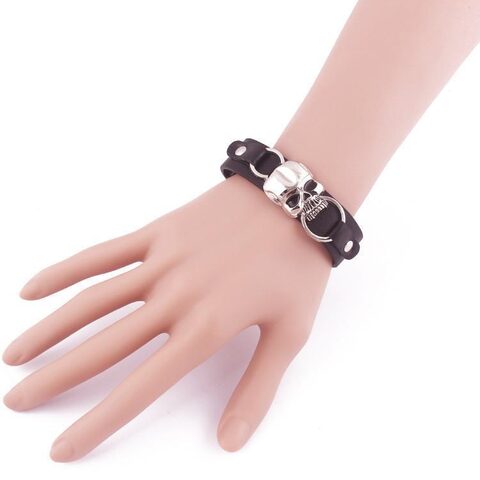 Cool Genuine Cowhide Gothic Bangle - The Black Ravens