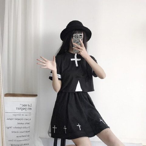 Cool Gothic Cross Women's Shirt - The Black Ravens