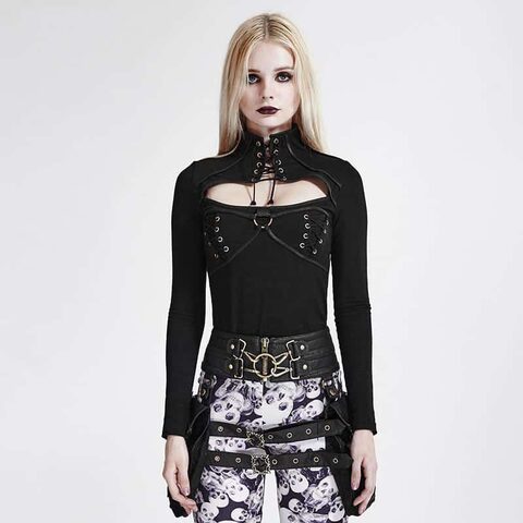 Cool Punk Hollow Chest Close Neck Corset - The Black Ravens