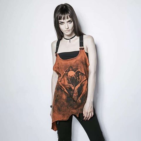 Cool Punk Orange Monster Print Tee - The Black Ravens