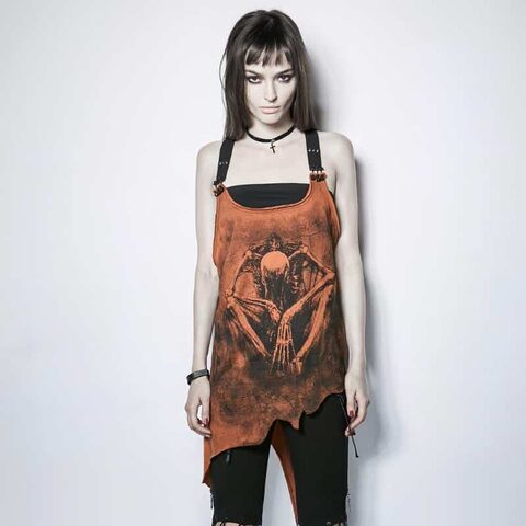 Cool Punk Orange Monster Print Tee - The Black Ravens
