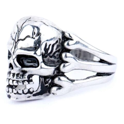 Cool Silver Plated Guys Skeleton Rings - The Black Ravens
