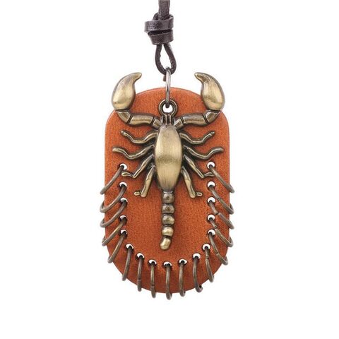 Cool Unisex Scorpio Brown Genuine Leather Pendant - The Black Ravens