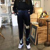 Crane Bird Print Ladies Casual Trousers - The Black Ravens