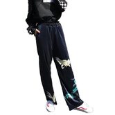 Crane Bird Print Ladies Casual Trousers - The Black Ravens
