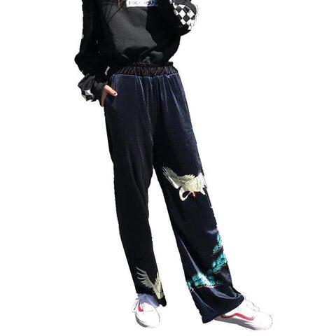 Crane Bird Print Ladies Casual Trousers - The Black Ravens