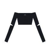 Crescent Moon Off-Shoulder Crop Top - The Black Ravens