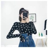 Crescent Moon Print Sexy Women's Top - The Black Ravens