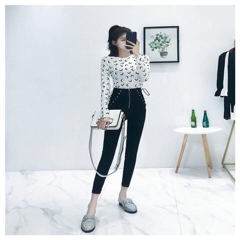 Crescent Moon Print Sexy Women's Top - The Black Ravens