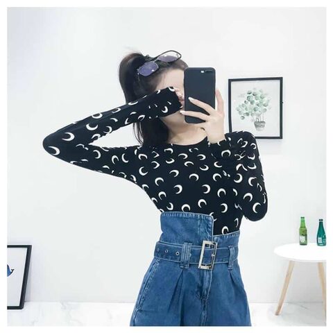 Crescent Moon Print Sexy Women's Top - The Black Ravens