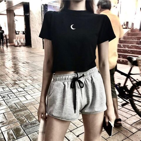 Crescent Moon Punk Short Sleeve Top - The Black Ravens