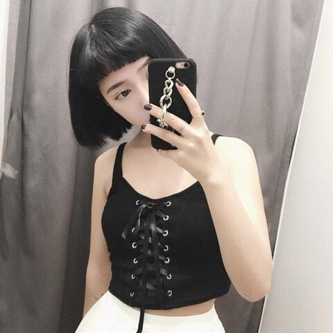 Cute and Preppy Punk Crop Top - The Black Ravens