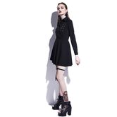 Cute Black Button Emo Mini Dress - The Black Ravens