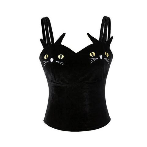 Cute Cat Pattern Punk Tank Top - The Black Ravens