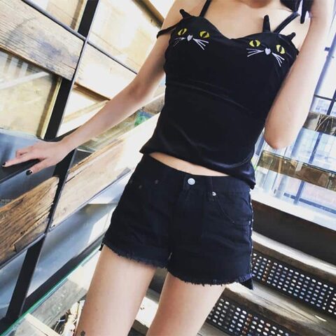 Cute Cat Pattern Punk Tank Top - The Black Ravens