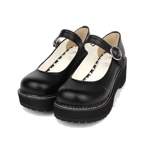 Cute Emo Simple Platform Lolita Wedge Shoes - The Black Ravens