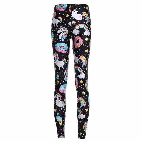 Cute Rainbow Unicorn Printed Fitness Leggings - The Black Ravens