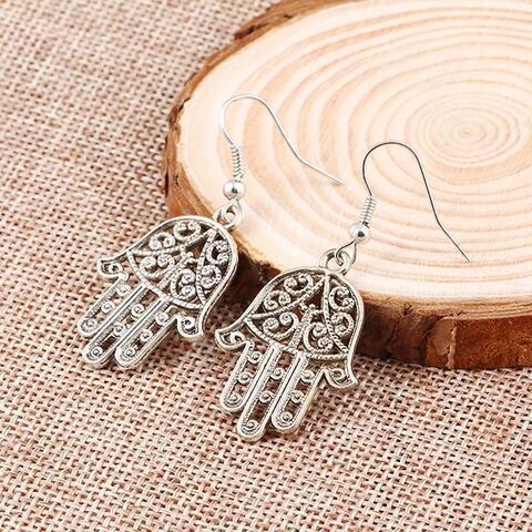 Cute Silver Palms Floral Design Earring Studs - The Black Ravens