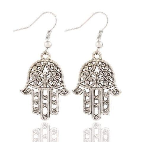 Cute Silver Palms Floral Design Earring Studs - The Black Ravens