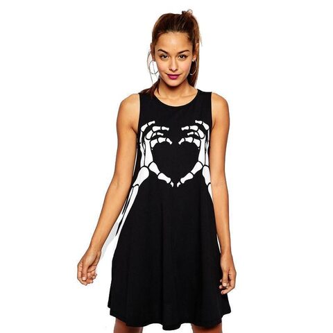Cute Skulls Heart Mini Dresses - The Black Ravens