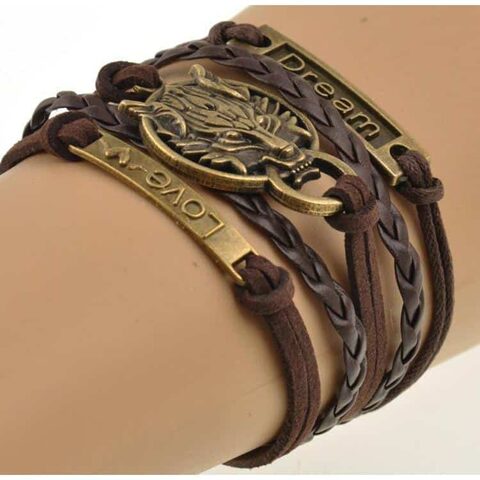 Cute Spirit Wolves Adjustible Leather Bangles - The Black Ravens