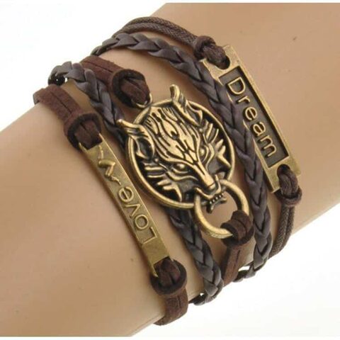 Cute Spirit Wolves Adjustible Leather Bangles - The Black Ravens
