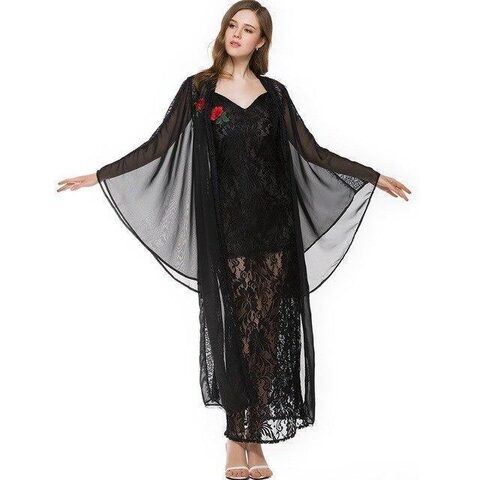 Dark Enchantress Witch Long Lace Dress - The Black Ravens