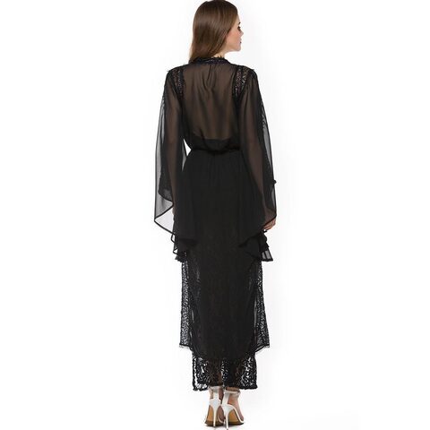 Dark Enchantress Witch Long Lace Dress - The Black Ravens
