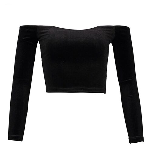 Dark Long Sleeved Slim Crop Top For Women - The Black Ravens