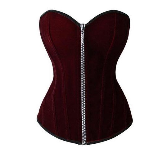 Dark Red and Purple Hot Zipper Gothic Corset - The Black Ravens
