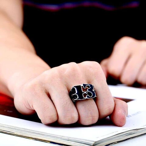 Dark Unlucky 13 Silver Rings - The Black Ravens
