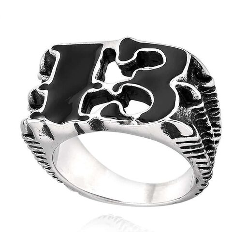 Dark Unlucky 13 Silver Rings - The Black Ravens