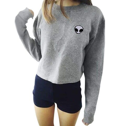 Extraterrestrial Soft Grey and Black Women's Top - The Black Ravens
