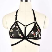 Floral Embroidered Halter Bra - The Black Ravens