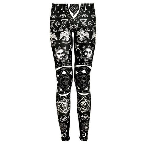 Geometric Gothic Symbol Print Leggings - The Black Ravens