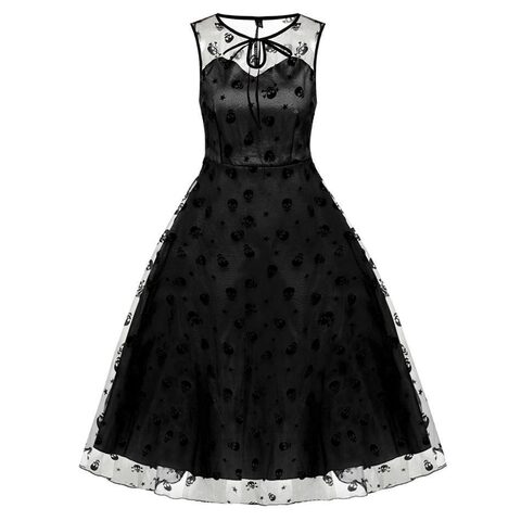 Girl's Adorable Skeleton Head Flowery Dresses - The Black Ravens