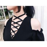 Gothic Bandage Hollow Shoulder Dress - The Black Ravens