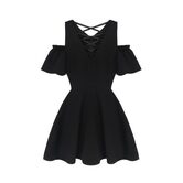 Gothic Bandage Hollow Shoulder Dress - The Black Ravens