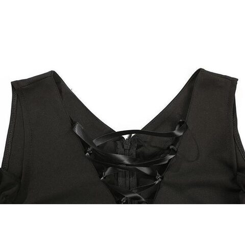 Gothic Bandage Hollow Shoulder Dress - The Black Ravens